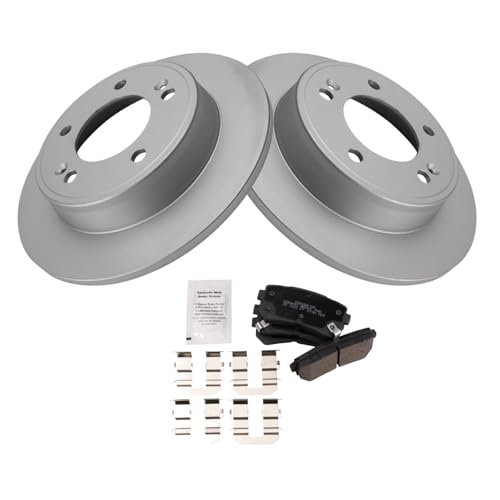 Image of TRQ Rear Brake Pad and Rotor Set Ceramic Coated Rotors Compatible with 2018-2020 Hyundai Kona