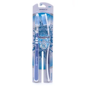 Aquafresh Toothbrush, Direct Twin Pack,Soft 2-Count Package (Pack of 9)