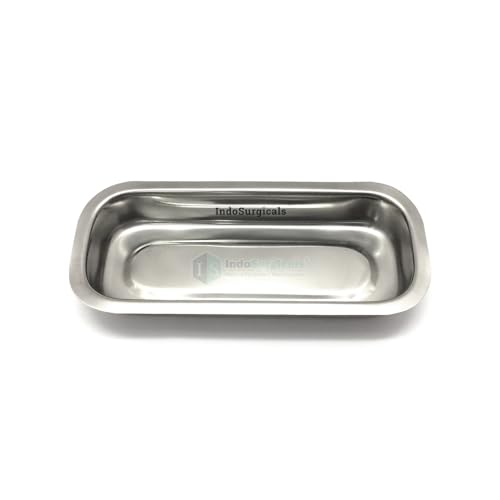 IS IndoSurgicals Stainless Steel Instrument Tray with Cover, Deluxe Quality (1, 8"X3"X1.5")