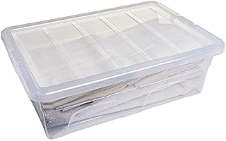 Set of 5 Crystal Clear Plastic Storage Box Boxes With Lids UK BRITISH MADE Home Office Stackable (5 LITRE LADIES SHOE BOX)