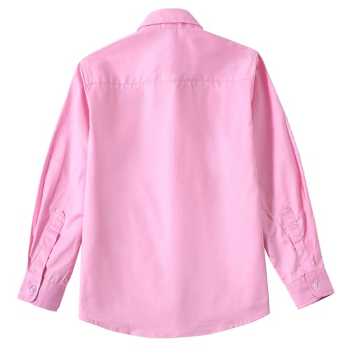 Image of Boys' Button Down Dress Shirts Kids Long Sleeve Solid Collared Uniform Shirt for Toddler Boy (Size 2T-20)