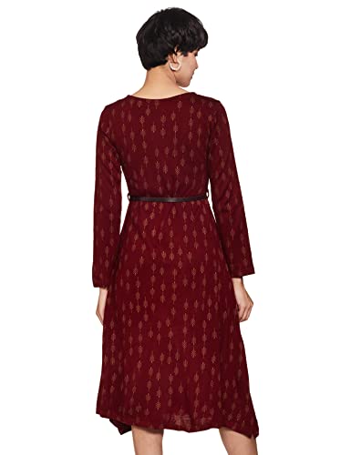 Image of Rangriti Maroon Acrylic Dress for Women
