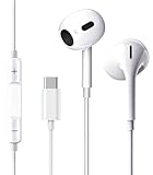 USB-C In-Ear Kopfhörer mit Kabel, Mikrofon & Fernbedienung, HiFi-Stereo Halb-In-Ear Headset – Plug-&-Play – kompatibel mit iPhone 15/16, iPad, MacBook, Samsung, Google Pixel & Android-Geräten