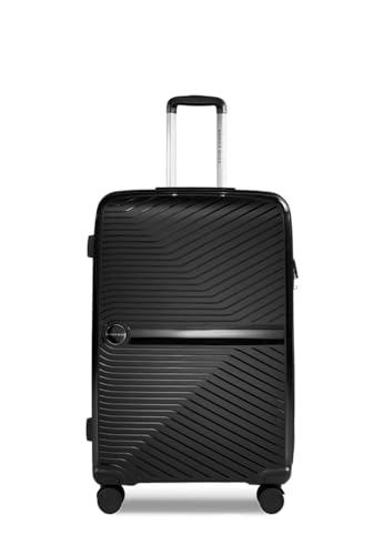 Nasher Miles Bruges Hard-Sided Polypropylene Check-in Luggage 28 inch | 75cm | 8 Wheels Large Trolley Bag for Travel | Suitcase (Black)