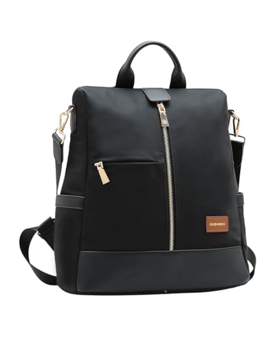 Chenson Mochila Feminina Média Anti-Furto Twill Nylon Preto com Interior Funcional e Design Marcante