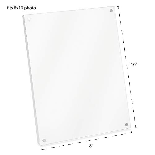 Isaac Jacobs 8” X 10” White Wood Acrylic Picture Frame, Magnetic Photo Frame With Easel, Made For Tabletop Display (8” X 10” White) #TOP2