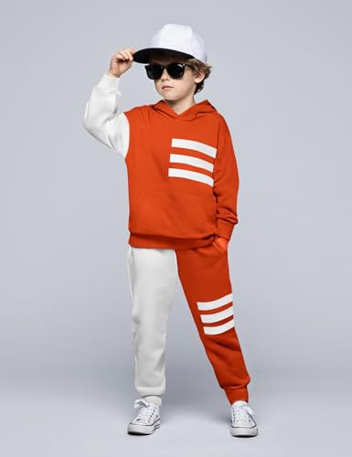 Image of Size 2-6 Years Toddler Boys Clothes Color Blocking Hoodie and Casual Pants 2Pcs Kids Boys Fall Winter Outfits Set
