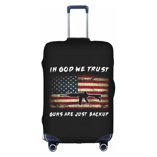 Travel Luggage Cover In God We Trust My Guns Are Just Backup Fashion Washable Baggage Suitcase Protector Fit For Luggage Large