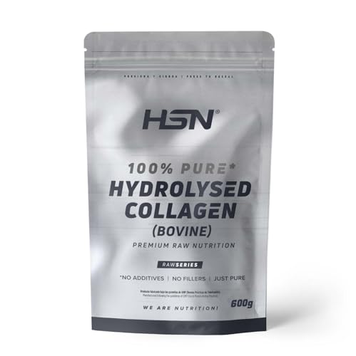 HSN Colágeno Hidrolizado Bovino en Polvo | Sin Sabor 600g | 10g Péptidos de Colágeno de Bajo Peso Molecular | Sin Añadidos ni Aditivos | No Incluye Dosificador | No-GMO, Sin Gluten