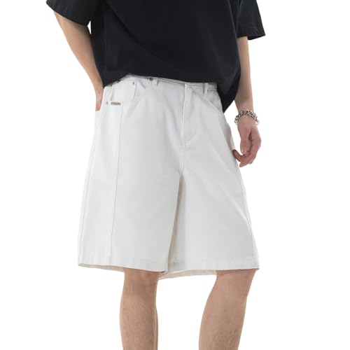 Pantalones cortos de Jeans para Hombre Pantalones Deportivos de Correr Entrenamiento Secado Rápido Jeans Y2K Hippie para Playa Vacaciones y Uso Diario Pantalones Hawaianos Verano de Casa, Color blanco