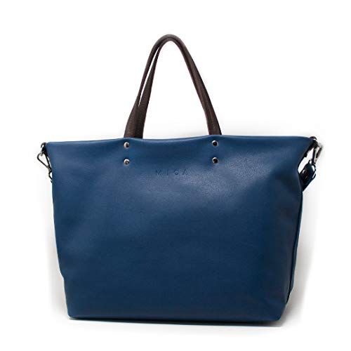 Sac shopper en cuir bleu MICA Gouges votre allié de bureau et de weekend