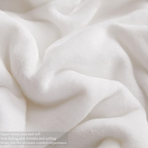 Image of KMUSET Fleece Blanket White Queen Size Lightweight Cozy Plush Microfiber Bed Blanket Factory Shop