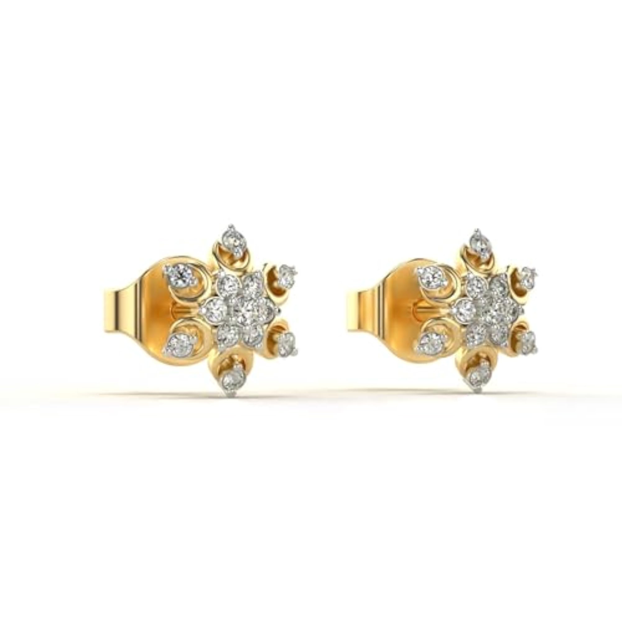 Women's Stylish Yellow Sterling Silver Lab Grown Diamond Earrings, 0.15cts