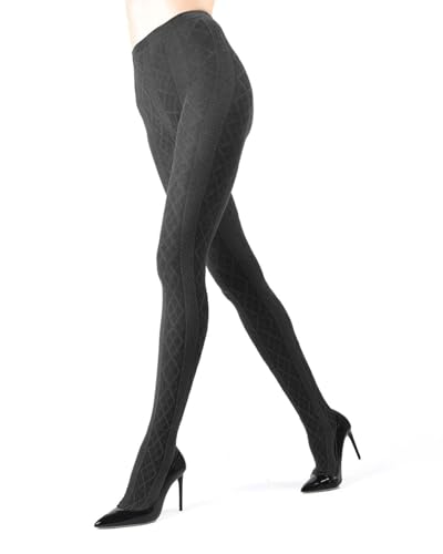 Image of MeMoi Juneau Diamonds Cotton Tights for Women, Cozy and Elegant Sweater Tights - Sizes Small to X-Large