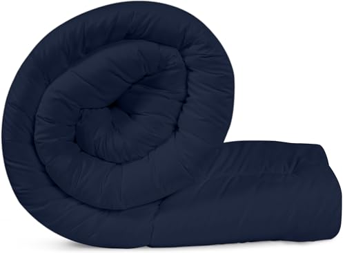 Utopia Bedding Duvet 180 x 200 cm, 370 GSM Warm Duvet, White Blanket with Corner Tabs (Navy Blue)