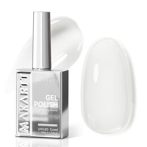 Makartt UV Nagellack - Jelly Weiß Gel Farben Langlebiger Nagellack für Gelnägel Soak-Off UV/LED Nagellampe Nail Art Maniküre DIY Nageldesign für Salon und Zuhause