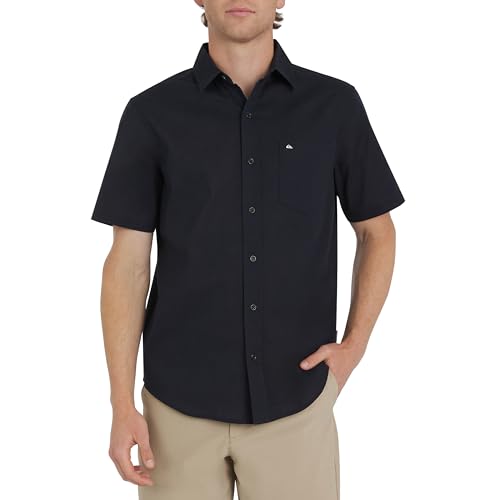 Quiksilver Camisa casual masculina de algodão premium de manga curta com botões, Eclipse, XGG