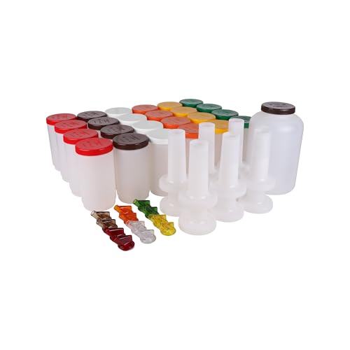 Image of Carlisle FoodService Products Stor N' Pour Assorted Sauce Bottles Bartending Bottles with Vented Spout for Bar, Kitchen, And Restaurants, Plastic, 1 Quart , Multicolored