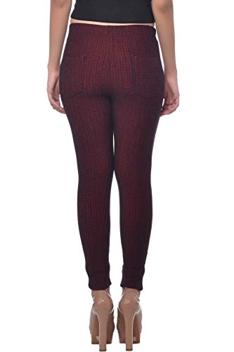 Image of Frenchtrendz Women's Cotton Spandex Jacquard Stretchable Slim Fit Jegging with Back Pockets