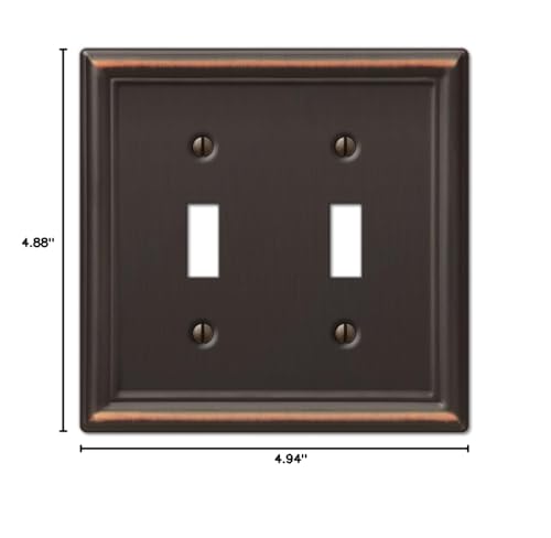 Image of Amerelle 149TTDB Chelsea Wallplate, 2 Toggle, Steel, Aged Bronze, 1-Pack