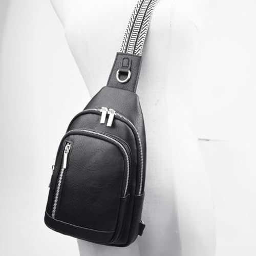 JENAGREEN Waterproof Sling Backpack Crossbody Sling Bag for Women Men, Multipurpose Travel Hiking Adjustable Chest Bag Casual Daypack Fanny Pack,Faux Leather2