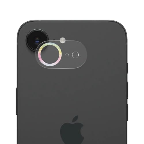SLuB iPhone 16e カメラ保護フィルム 強化ガラス キラキラ枠 高透過率 傷防止 アイフォン16e レンズ保護ガラスフィルム(カラフル)