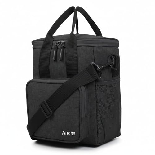 Image of Aliensware Thermal Insulated Lunch Bag with Handle & Adjustable Shoulder Strap, Large Capacity Meal Bag /Tiffin Bag /Lunch Holder /Meal Container Picnic Bag for Food Storage,Office,Travelling Aliens-BLK