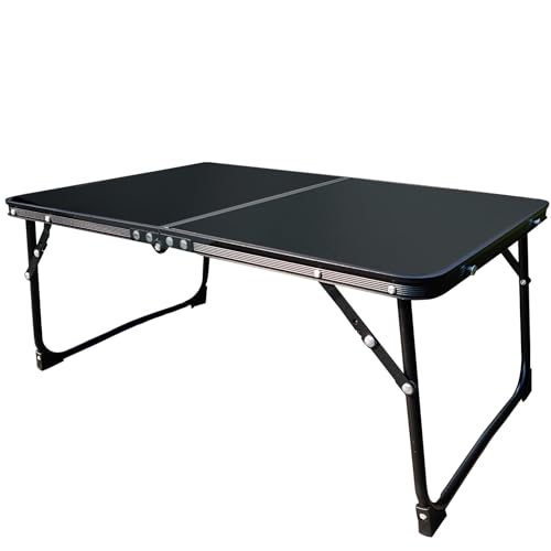 SXDQMX Table Pliante Exterieur, Plateau en MDF, Structure en Métal, Table de Camping Pliante pour Terrasse, Pique-Nique et Jardin, Aucun Assemblage Requis