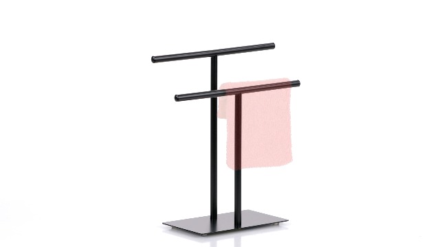 Porta Asciugamani Da Tavolo A 2 Aste - Nero, Acciaio Inox, Per Bagno O Cucina - Foto 4