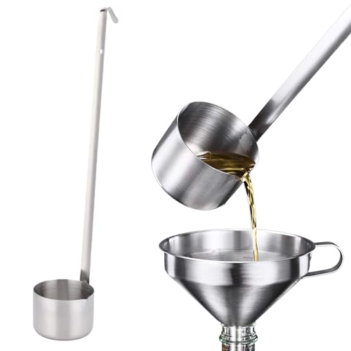 Cucharón para vino, Cuchara para vino con mango largo Cucharón para salsa de vinagre de aceite de fondo plano Utensilios de cocina(125ml)