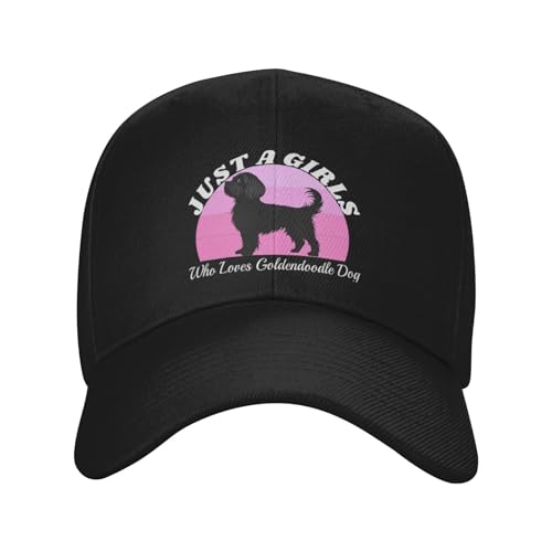 Just A Girls Who Loves Goldendoodle Dog Fashionable Casquette Hat Breathable Adjustable Strap for Comfort Style Black2