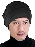 [OLESILK] シルク ナイトキャップ メンズ ヘアキャップ シルク 寝る帽子 保温 保湿 ツヤツヤ サイズ調整可能 男女兼用 ブラック