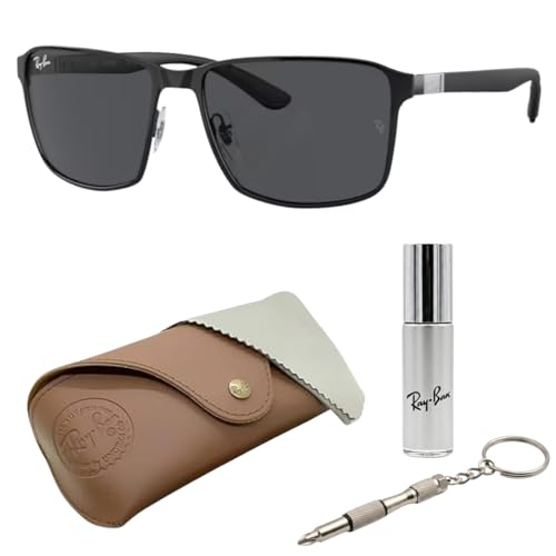 Image of Ray-Ban RB3721 Square Shaped Sunglasses for Men & Women with Official RAYBAN Eyewear Kit