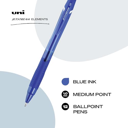 Image of uniball Jetstream Elements Ballpoint Pens, Medium (1.0mm), Blue, 12 Pack