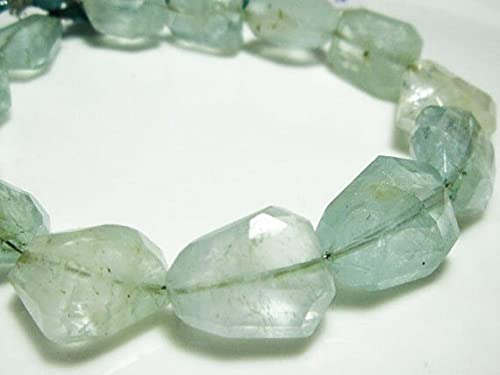 Aigue-marine naturelle non chauffée 174 carats en fil de pépites facettées 13-18mm