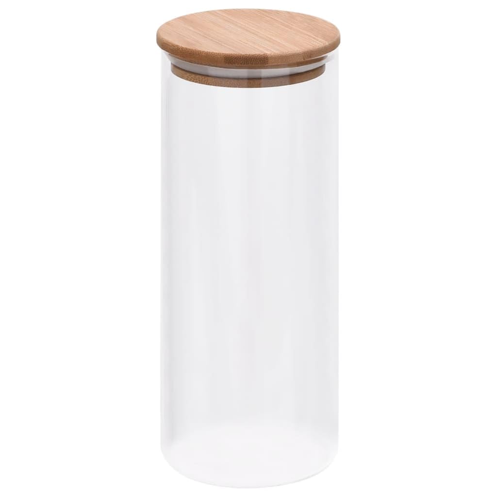 Contenitori per Alimenti in Vetro con Coperchio in Bambù, con Chiusura Ermetica e Design Trasparente, Barattoli Ermetici per Alimenti, Barattoli Vetro con Coperchio, Trasparente,Set 6 Pezzi da 1000 ml