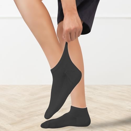 Image of +MD 6 Pairs Viscose Bamboo Ankle Socks for Mens /Womens, Liner Cushion Wicking Smell Control, Athletic Running Casual Low Cut Socks 6Grey7-9