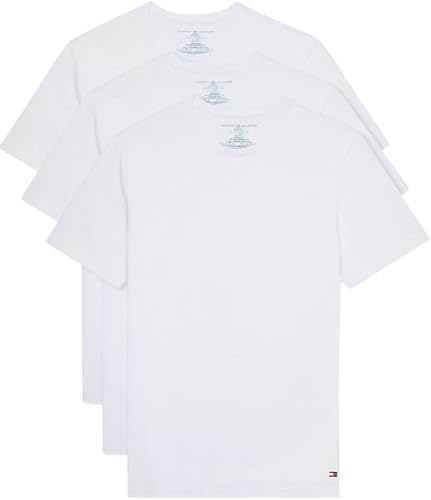 Tommy Hilfiger Paquete de 3 camisetas de algodón clásicas con cuello redondo para hombre