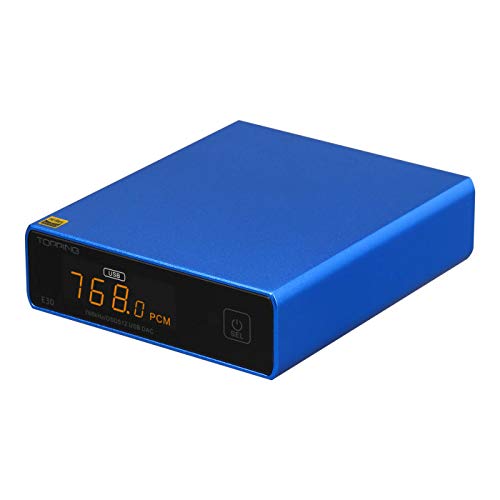 Topping E30 Mini Stereo DAC HiFi AK4493 Coaxial Optical Fiber USB Input Converter 32Bit/768kHz DSD512 Decoder for Home Theater Game Music (Blue)