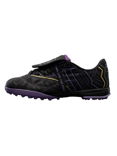 Image of The Souled Store Tactix: Black Panther Edition Men and Boys Low Top Football Studs | Black & Purple Quilted Upper with EVA Midsole, Dual Rubber Grip Outsole & Lace-Up Closure