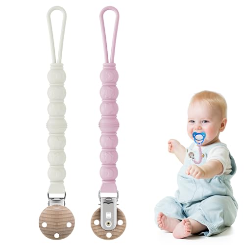 2 catenelle per ciuccio, in silicone, per bambini, portatili, con