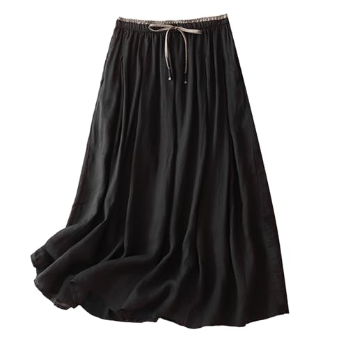 Jupe ample décontractée mi-longue taille haute de couleur unie WWricotta pour femmes