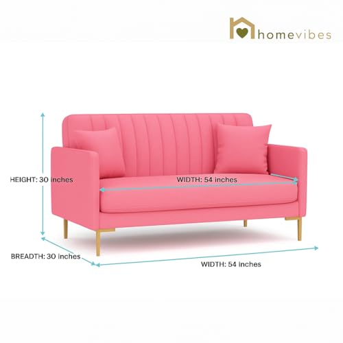 Image of 2 Seater Velum Fabric Sofa Set for Living Room, Modern Design with High Density Foam, Solid Wood Frame, Ergonomic Comfortable Seating for Home & Office (Baby Pink, 2 Seater) | Soft foam comfort, Strong wood frame