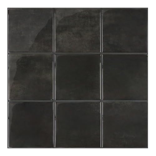 COMSTICKC Plus épais Credence Adhésif pour Cuisine Salle de Bain, 10 Pièces, Noir Carrelage Adhesif Mural, Carrelage Autocollant Métro, imperméable,...