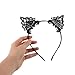 LUOZZY 6pcs Lace Cat Ears Headband Black Hollow Out Hair Accessories for Women Girls Halloween Party Cosplay Fashion Headwear