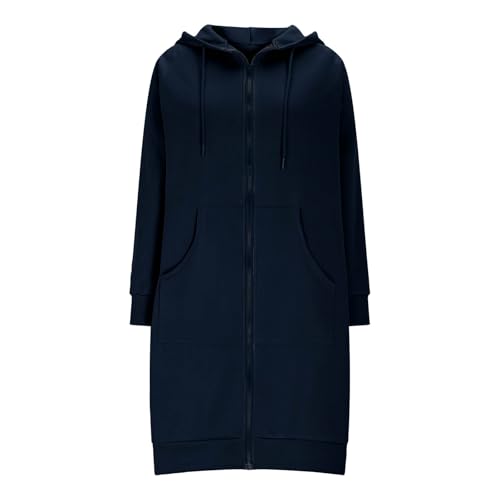 2025 Hoodies for Women Oversized Full Zip Up Long Tunic Hoodie Casual Sweatshirts Fleece Fall Jacket Coat with Pockets4