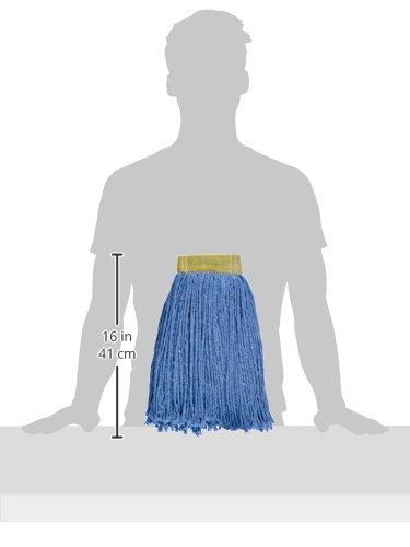 Amazon Basics Cut-End Cotton Commercial String Mop Head, 5 Inch Headband, Small, Blue, 6-Pack