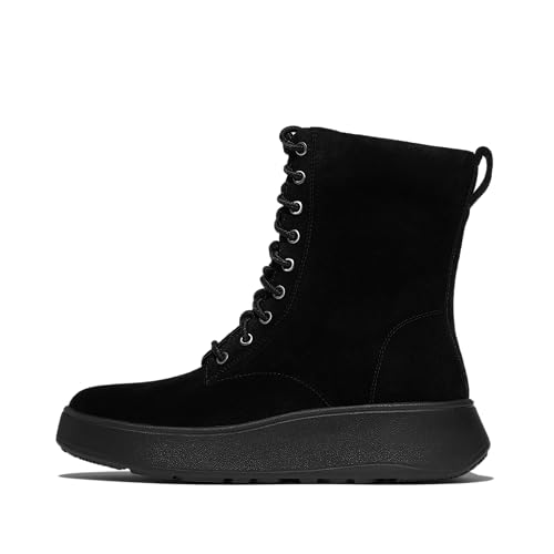 Bottines plates à lacets Fitflop F-Mode en daim noir pour femme
