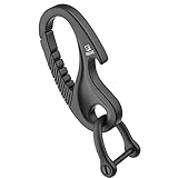 TISUR チタンカラビナクリップ キーチェーン - キーフォブホルダー、クイックリリースDリング、高耐久ボトルオープナー、車用 男性用 (ブラック)