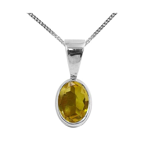 Collier citrine naturelle ovale pour illuminer vos tenues chic en argent BJC